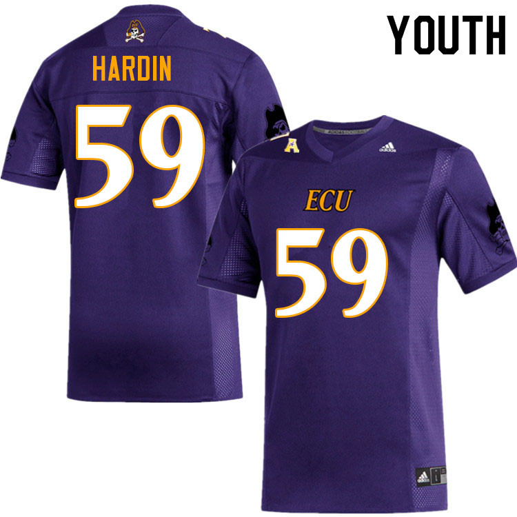 Youth #59 Sully Hardin ECU Pirates College Football Jerseys Sale-Purple - Click Image to Close